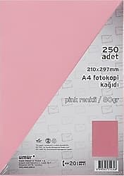 Umur A4 80 gr 250 Yaprak Renkli Fotokopi Kağıdı Pembe ürün görseli