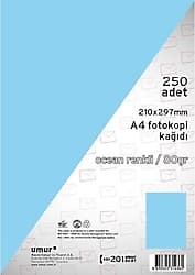 Umur A4 80 gr 250 Yaprak Renkli Fotokopi Kağıdı Okyanus Mavisi ürün görseli