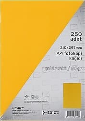 Umur A4 80 gr 250 Yaprak Renkli Fotokopi Kağıdı Altın Sarısı ürün görseli