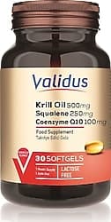 Validus Krill Oil 500 mg + Squalene 250 mg 30 Softgel ürün görseli