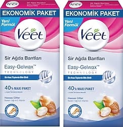Veet Easy Gelwax Hassas Ciltler için Bacak ve Vücut Bölgesi 40'lı 2 Adet Sir Ağda Bandı ürün görseli