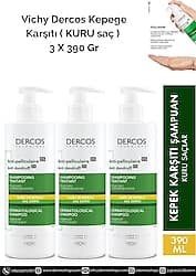 Vichy Dercos Anti-Dandruff Kuru Saçlar için 390 ml 3 Adet Kepek Şampuanı ürün görseli