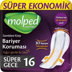 Molped Supernight Gece 16'lı Hijyenik Ped ürün görseli