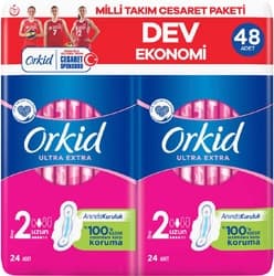 Orkid Ultra Extra Uzun Boy 2 Cesaret Paketi Hijyenik Ped 48'li ürün görseli