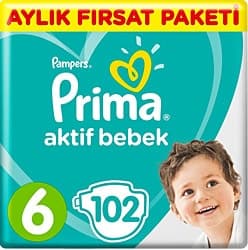Prima Aktif 6 Numara Extra Large 102'li Bebek Bezi ürün görseli