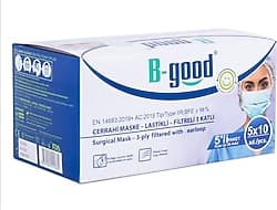 B-Good 3 Katlı Lastikli Burun Telli Cerrahi Maske 5x10 50'li ürün görseli