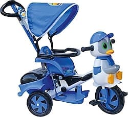 Baby Poufi Penguen Ebeveyn Kontrollü Mavi 3 Tekerlekli Bisiklet ürün görseli