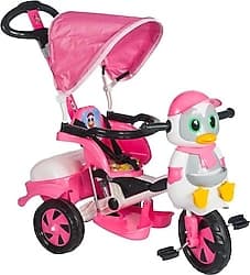 Baby Poufi Penguen Ebeveyn Kontrollü Pembe 3 Tekerlekli Bisiklet ürün görseli