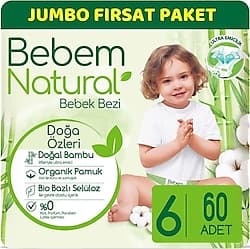 Bebem Natural 6 Numara Ekstra Large 60'lı Bebek Bezi ürün görseli