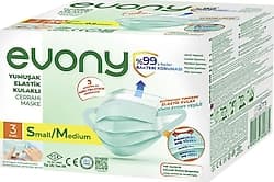 Evony 3 Katlı Yumuşak Elastik Kulaklı Small/Medium Yeşil 50'li Cerrahi Maske ürün görseli