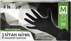 Has-Pet Pudrasız Siyah Nitril Orta Boy (M) 100'lü Muayene Eldiveni ürün görseli