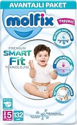 Molfix Premium Smart Fit 5 Numara Junior 66'lı 2 Adet Bebek Bezi ürün görseli