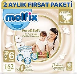 Molfix Pure&Soft 6 Numara Extra Large 162'li Bebek Bezi ürün görseli