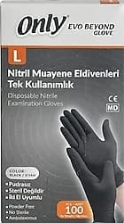 Only Evo Beyond Glove Büyük Siyah 100'lü Nitril Muayene Eldiveni ürün görseli
