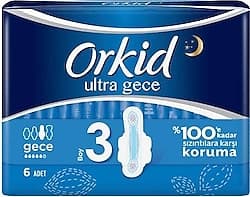 Orkid Ultra Gece Boy 3 Hijyenik Ped 6'lı ürün görseli