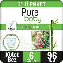 Pure Baby Organik Bambu Özlü 6 Numara XLarge 32'li 3 Adet Külot Bez ürün görseli
