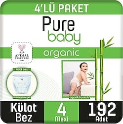 Pure Baby Organik Bambu Özlü 4 Numara Maxi 48'li 4 Adet Külot Bez ürün görseli
