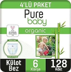 Pure Baby Organik Bambu Özlü 6 Numara XLarge 32'li 4 Adet Külot Bez ürün görseli