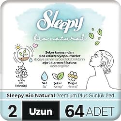 Sleepy Bio Natural Premium Plus Uzun 64'lü Günlük Ped ürün görseli