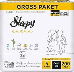 Sleepy Extra Günlük Aktivite 5 Numara Junior 200'lü Bebek Bezi ürün görseli