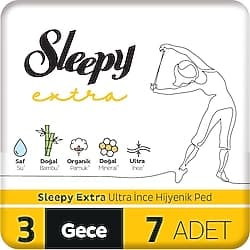 Sleepy Extra Ultra İnce Hijyenik Ped Boy 3 Gece 7'li ürün görseli