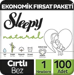 Sleepy Natural 1 Numara Yenidoğan 100'lü Bebek Bezi ürün görseli