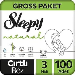 Sleepy Natural 3 Numara Midi 100'lü Bebek Bezi ürün görseli