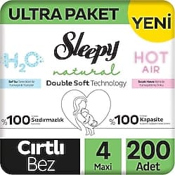 Sleepy Natural Double Soft 4 Numara Maxi 100'lü 2 Adet Bebek Bezi ürün görseli