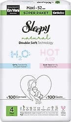 Sleepy Natural Double Soft 4 Numara Maxi 52'li Bebek Bezi ürün görseli