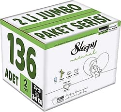 Sleepy Natural 2 Numara Mini 68'li 2 Adet Bebek Bezi ürün görseli